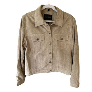 Vintage Danier Genuine Suede Leather Jacket Beige Women’s Size M (10-12) Retro